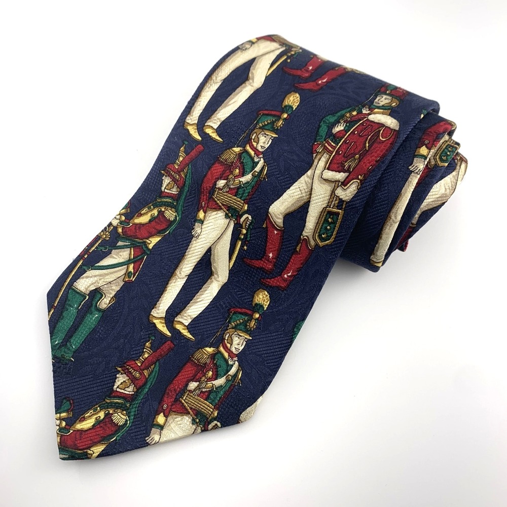 Tommy Hilfiger Mens Tie Blue w/ Soldier Pattern 100% Silk Necktie